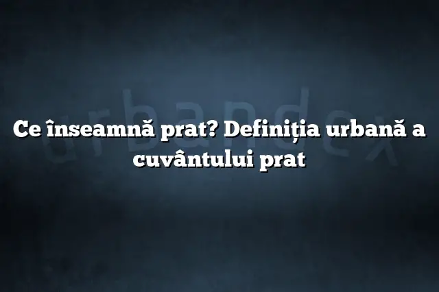 Ce înseamnă prat? Definiția urbană a cuvântului prat