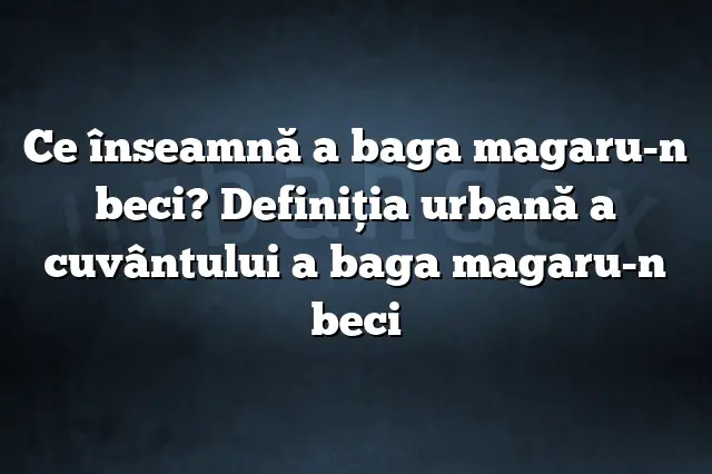 Ce înseamnă a baga magaru-n beci? Definiția urbană a cuvântului a baga magaru-n beci