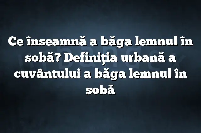 Ce înseamnă a băga lemnul în sobă? Definiția urbană a cuvântului a băga lemnul în sobă