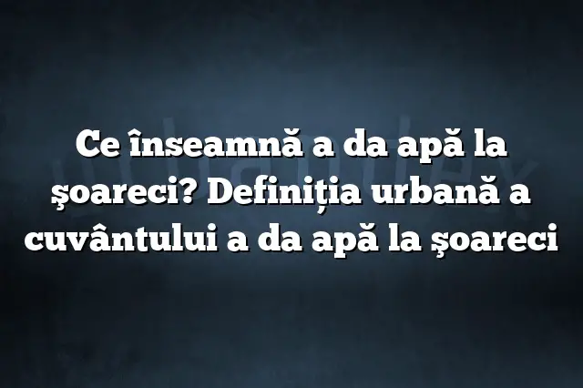 Ce înseamnă a da apă la şoareci? Definiția urbană a cuvântului a da apă la şoareci