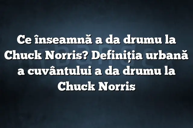 Ce înseamnă a da drumu la Chuck Norris? Definiția urbană a cuvântului a da drumu la Chuck Norris