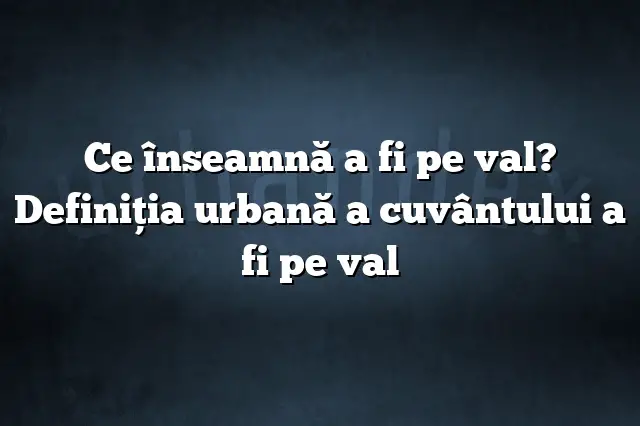 Ce înseamnă a fi pe val? Definiția urbană a cuvântului a fi pe val