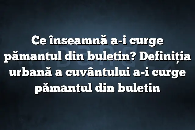 Ce înseamnă a-i curge pămantul din buletin? Definiția urbană a cuvântului a-i curge pămantul din buletin