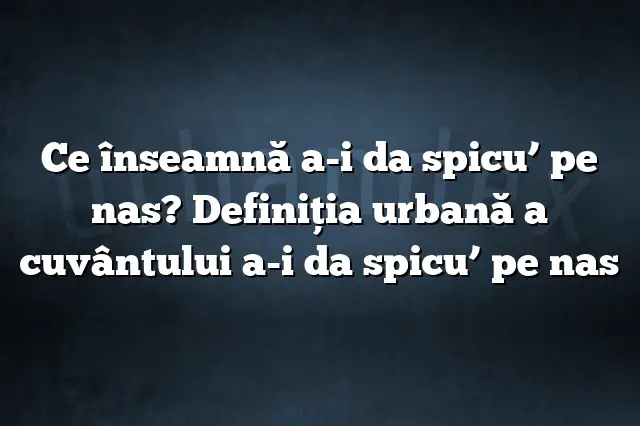 Ce înseamnă a-i da spicu’ pe nas? Definiția urbană a cuvântului a-i da spicu’ pe nas