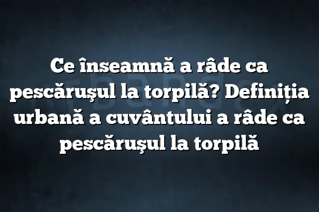 Ce înseamnă a râde ca pescăruşul la torpilă? Definiția urbană a cuvântului a râde ca pescăruşul la torpilă