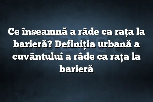 Ce înseamnă a râde ca raţa la barieră? Definiția urbană a cuvântului a râde ca raţa la barieră