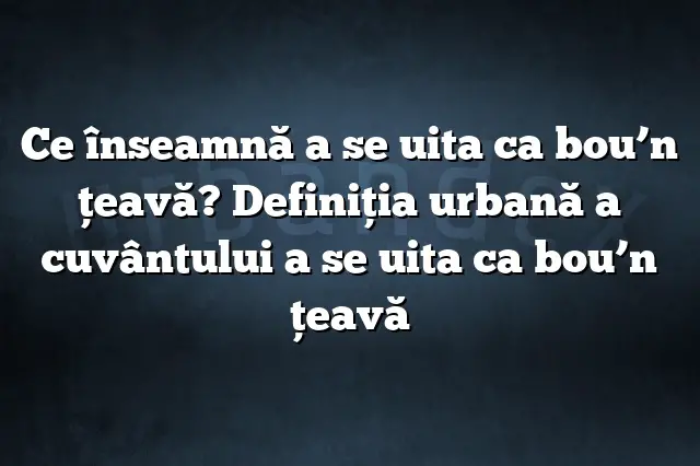 Ce înseamnă a se uita ca bou’n ţeavă? Definiția urbană a cuvântului a se uita ca bou’n ţeavă