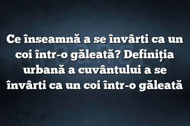 Ce înseamnă a se învârti ca un coi într-o găleată? Definiția urbană a cuvântului a se învârti ca un coi într-o găleată