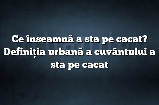 Ce înseamnă a sta pe cacat? Definiția urbană a cuvântului a sta pe cacat