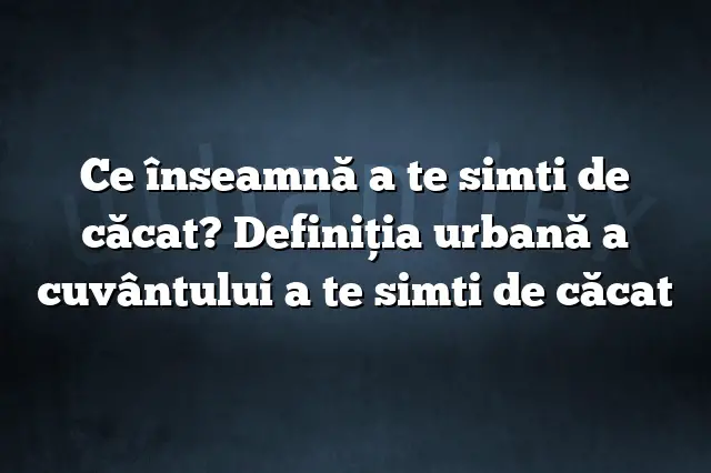 Ce înseamnă a te simti de căcat? Definiția urbană a cuvântului a te simti de căcat