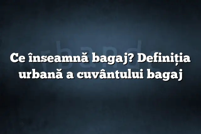 Ce înseamnă bagaj? Definiția urbană a cuvântului bagaj