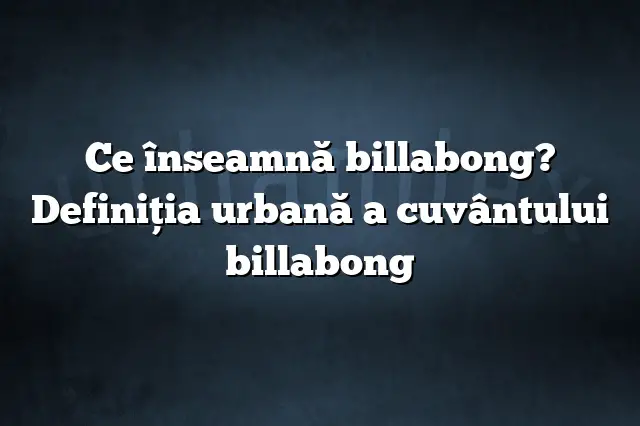 Ce înseamnă billabong? Definiția urbană a cuvântului billabong