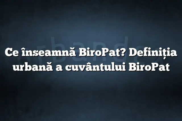 Ce înseamnă BiroPat? Definiția urbană a cuvântului BiroPat