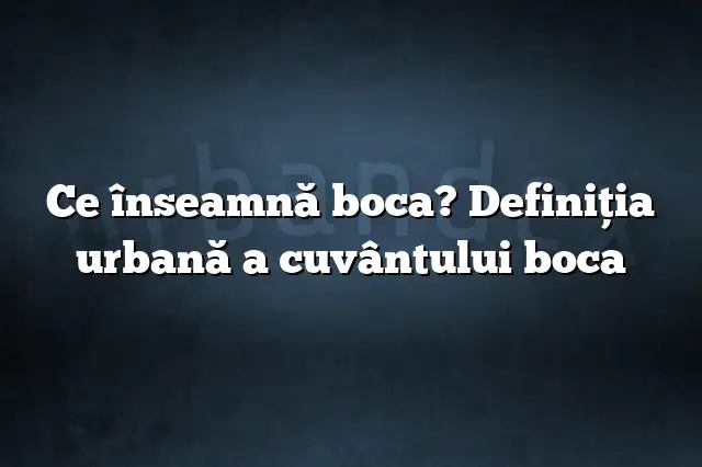 Ce înseamnă boca? Definiția urbană a cuvântului boca