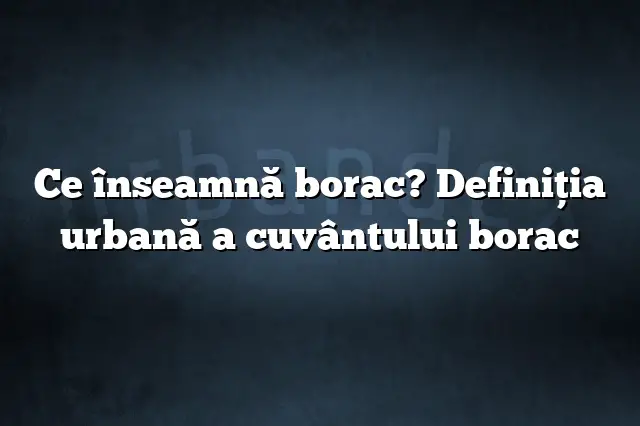 Ce înseamnă borac? Definiția urbană a cuvântului borac