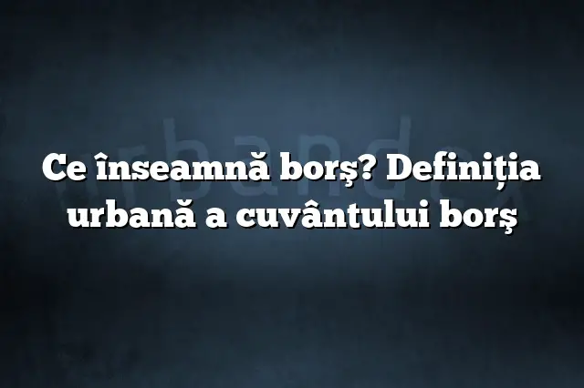 Ce înseamnă borş? Definiția urbană a cuvântului borş