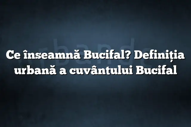 Ce înseamnă Bucifal? Definiția urbană a cuvântului Bucifal