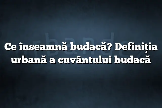 Ce înseamnă budacă? Definiția urbană a cuvântului budacă