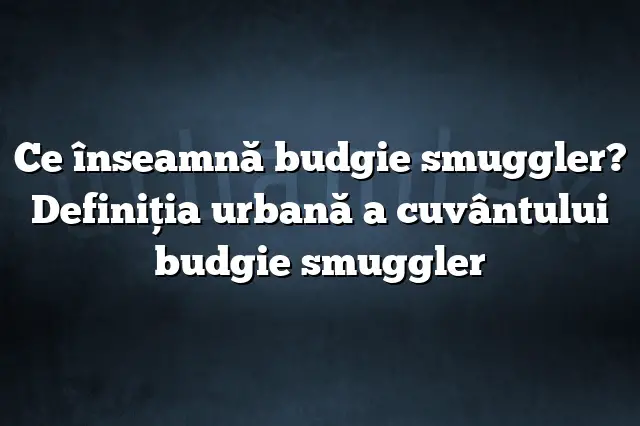 Ce înseamnă budgie smuggler? Definiția urbană a cuvântului budgie smuggler