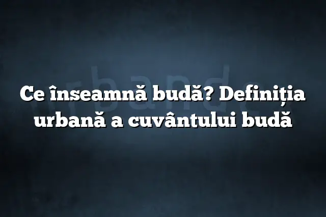 Ce înseamnă budă? Definiția urbană a cuvântului budă