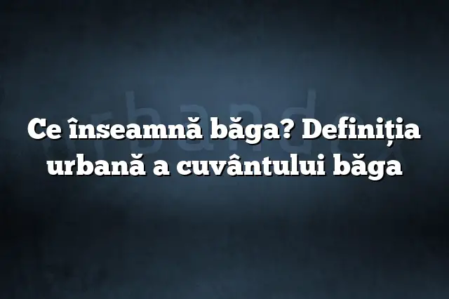 Ce înseamnă băga? Definiția urbană a cuvântului băga