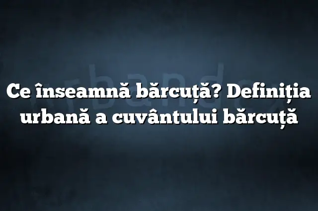 Ce înseamnă bărcuţă? Definiția urbană a cuvântului bărcuţă