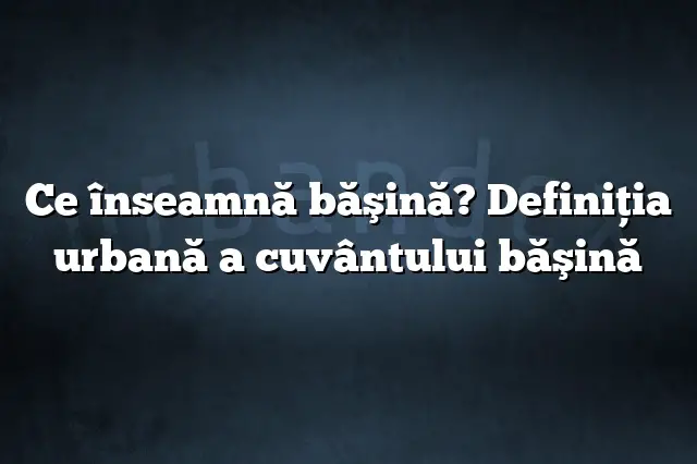 Ce înseamnă băşină? Definiția urbană a cuvântului băşină