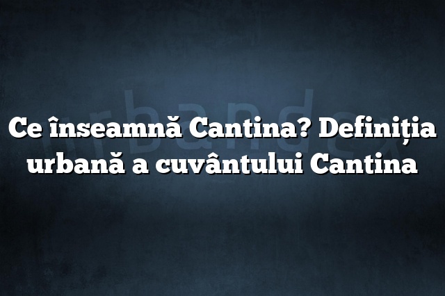 Ce înseamnă Cantina? Definiția urbană a cuvântului Cantina