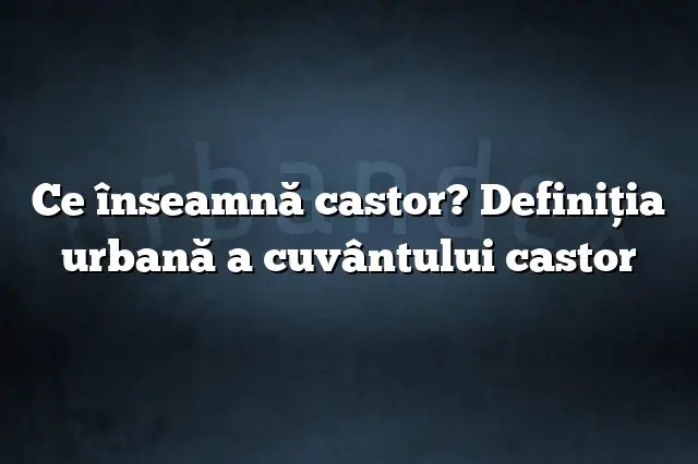 Ce înseamnă castor? Definiția urbană a cuvântului castor