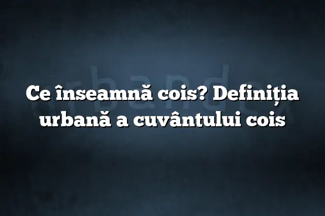 Ce înseamnă cois? Definiția urbană a cuvântului cois