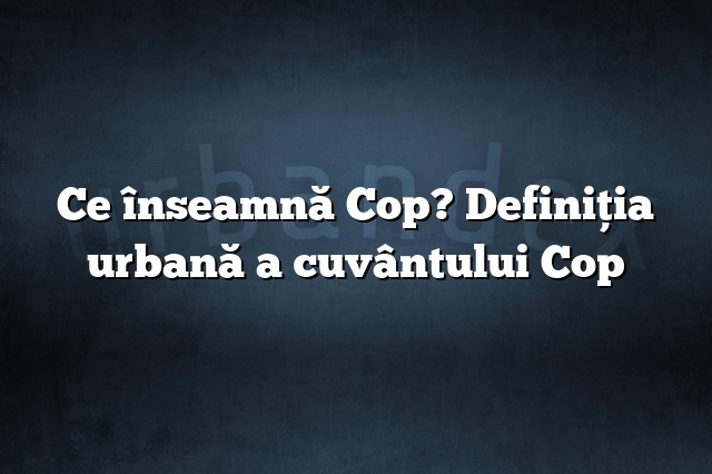 Ce înseamnă Cop? Definiția urbană a cuvântului Cop