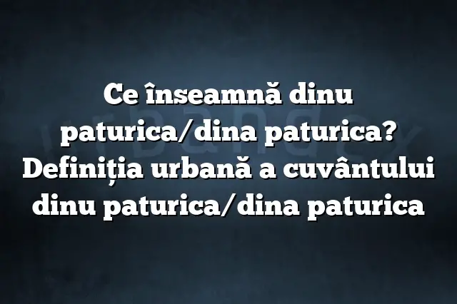 Ce înseamnă dinu paturica/dina paturica? Definiția urbană a cuvântului dinu paturica/dina paturica