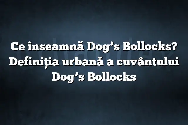 Ce înseamnă Dog’s Bollocks? Definiția urbană a cuvântului Dog’s Bollocks