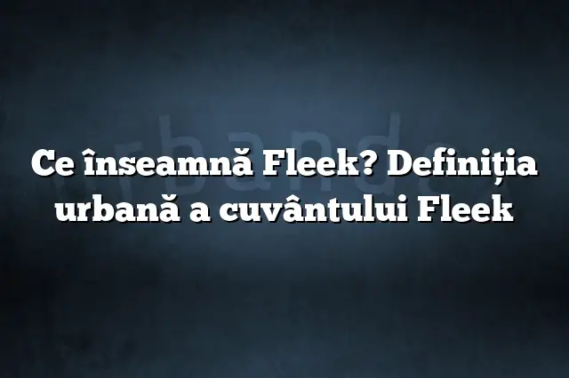Ce înseamnă Fleek? Definiția urbană a cuvântului Fleek