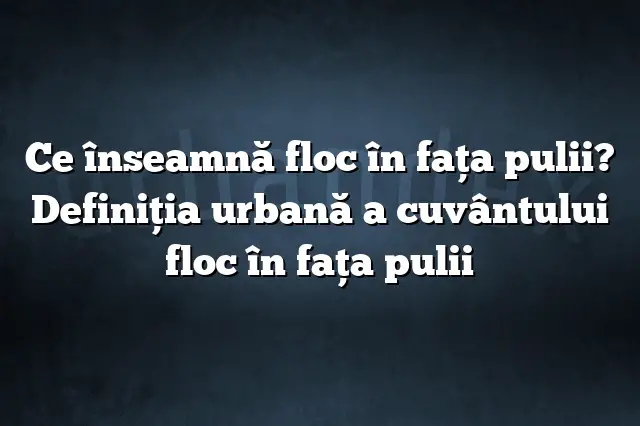 Ce înseamnă floc în faţa pulii? Definiția urbană a cuvântului floc în faţa pulii