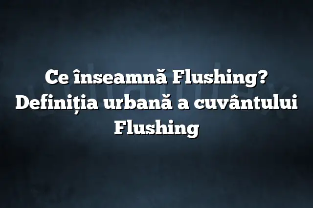 Ce înseamnă Flushing? Definiția urbană a cuvântului Flushing