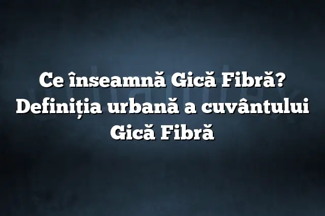 Ce înseamnă Gică Fibră? Definiția urbană a cuvântului Gică Fibră