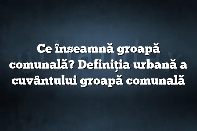 Ce înseamnă groapă comunală? Definiția urbană a cuvântului groapă comunală