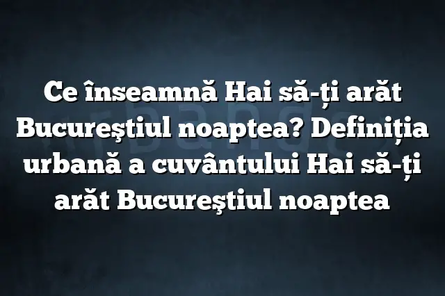 Ce înseamnă Hai să-ţi arăt Bucureştiul noaptea? Definiția urbană a cuvântului Hai să-ţi arăt Bucureştiul noaptea