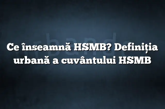 Ce înseamnă HSMB? Definiția urbană a cuvântului HSMB