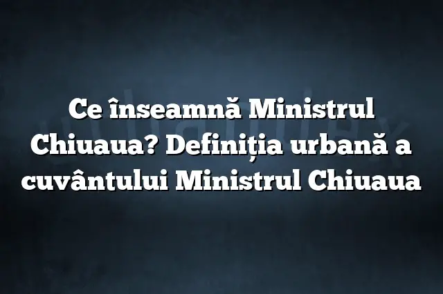 Ce înseamnă Ministrul Chiuaua? Definiția urbană a cuvântului Ministrul Chiuaua