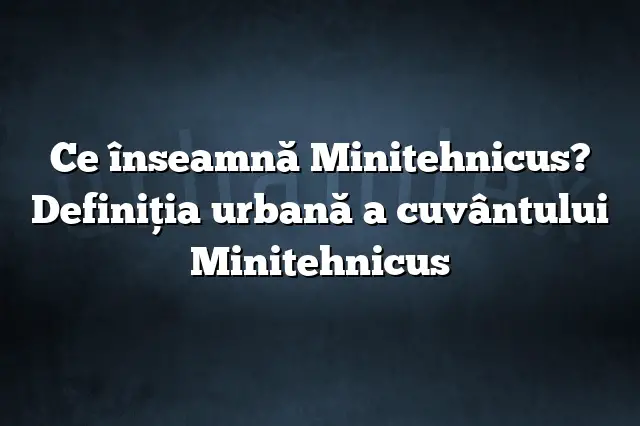 Ce înseamnă Minitehnicus? Definiția urbană a cuvântului Minitehnicus