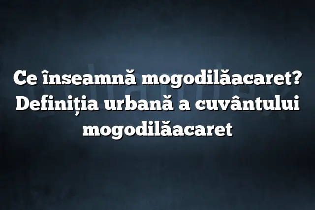 Ce înseamnă mogodilăacaret? Definiția urbană a cuvântului mogodilăacaret