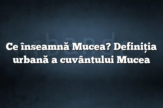 Ce înseamnă Mucea? Definiția urbană a cuvântului Mucea