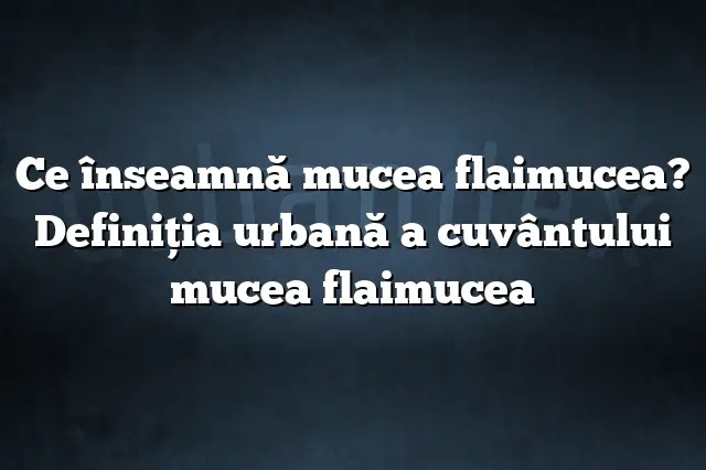 Ce înseamnă mucea flaimucea? Definiția urbană a cuvântului mucea flaimucea