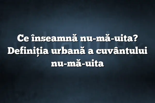 Ce înseamnă nu-mă-uita? Definiția urbană a cuvântului nu-mă-uita