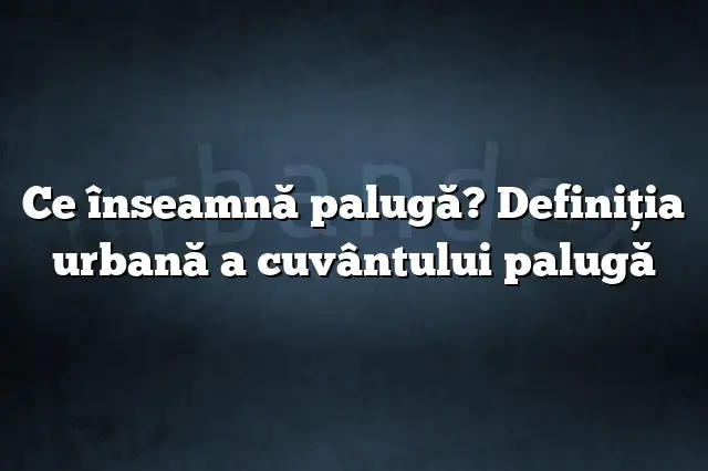 Ce înseamnă palugă? Definiția urbană a cuvântului palugă