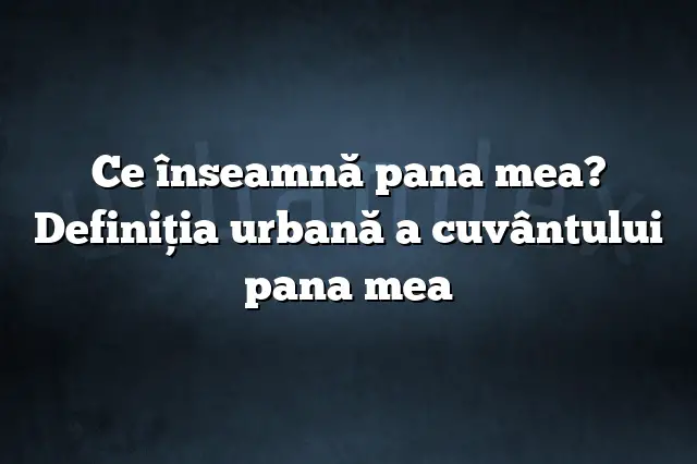 Ce înseamnă pana mea? Definiția urbană a cuvântului pana mea