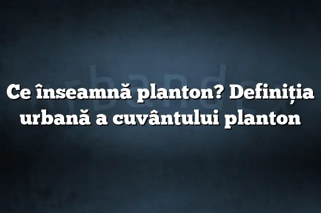 Ce înseamnă planton? Definiția urbană a cuvântului planton