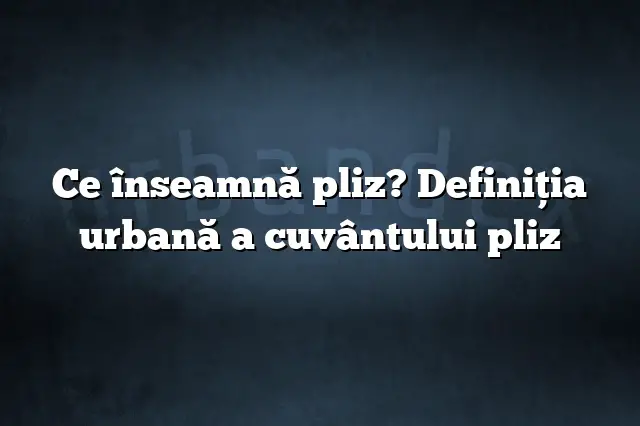 Ce înseamnă pliz? Definiția urbană a cuvântului pliz